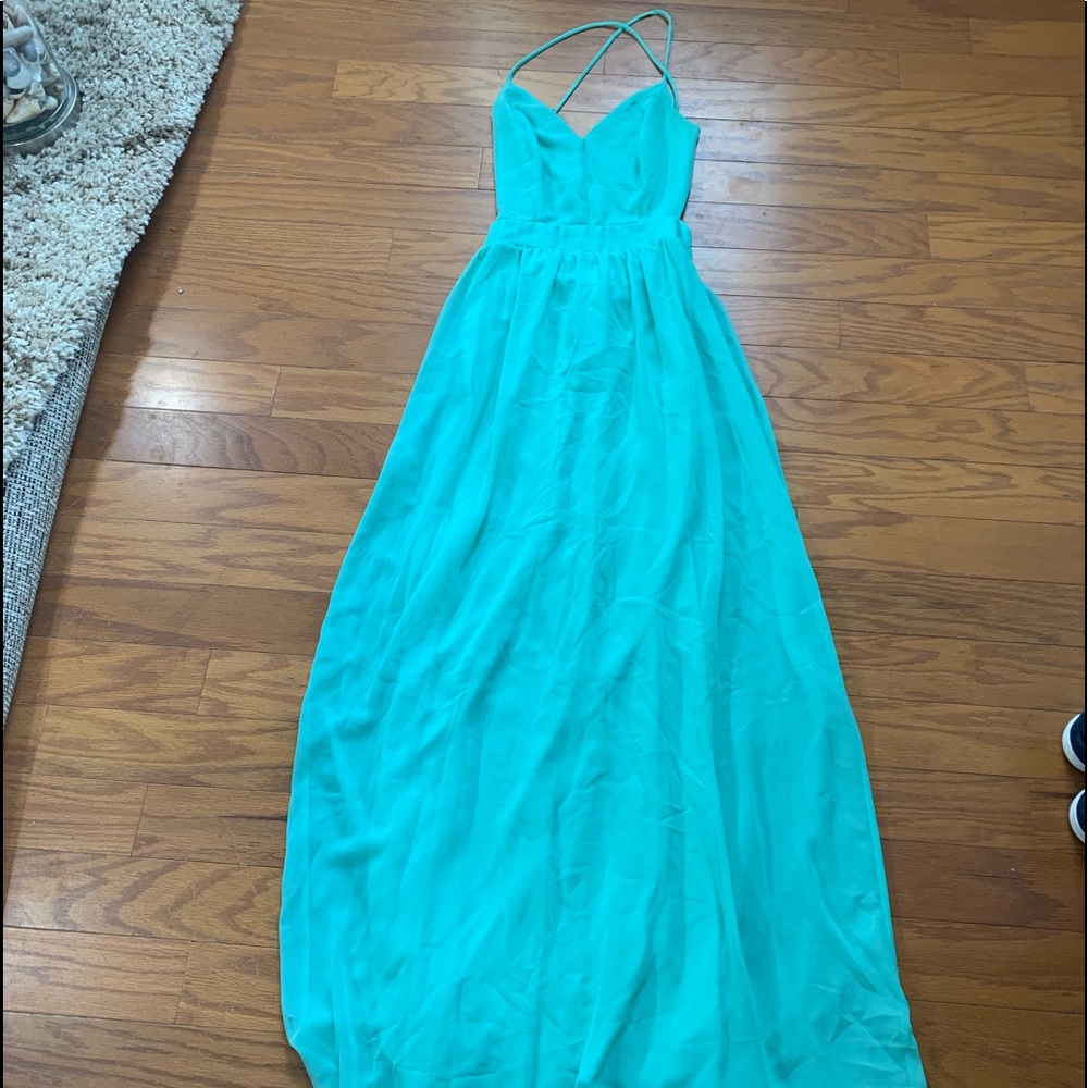 Mint Lulus maxi backless dress